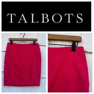 Talbots Petites Bright Pink Cotton Blend Straight Pencil Skirt Size 6P
